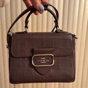 Coach Deep Purple Croc-Embossed Leather Handbag